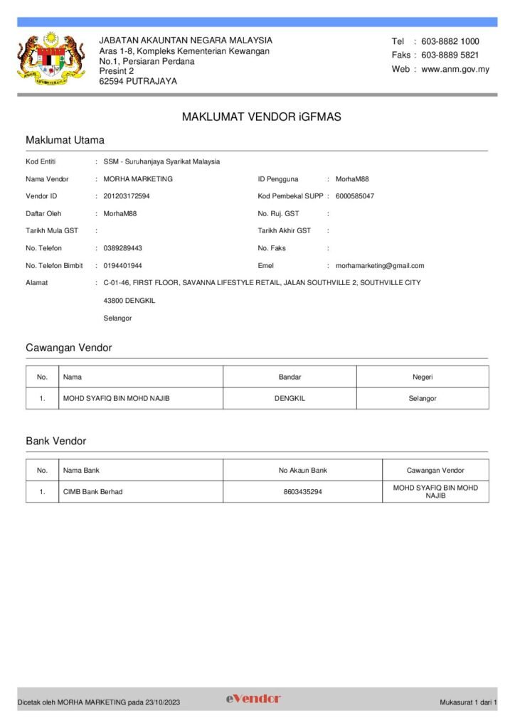 DETAIL EVENDOR JABATAN AKAUNTANT NEGARA